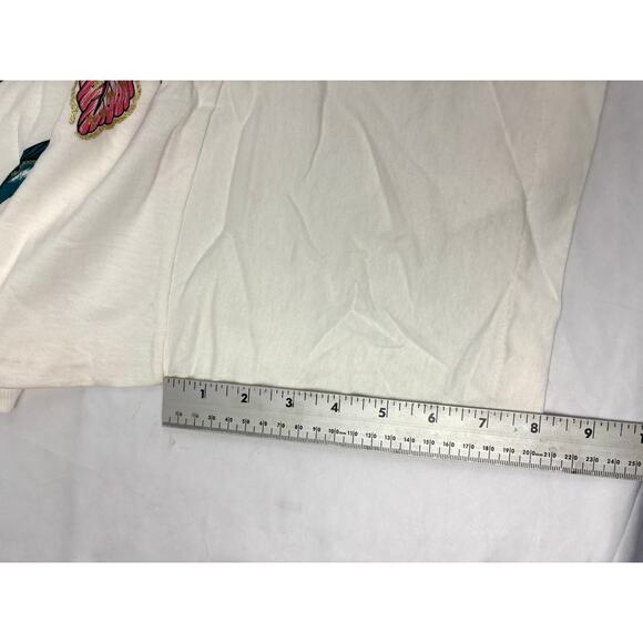 VTG 90s Hand Painted Floral T-Shirt White Single Stitch Art Tee Y2K X-Large - Picture 7 of 16